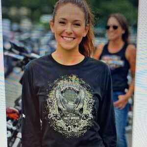 Harley-Davidson Black Long Sleeve Tee with Graphic Eagle Crest